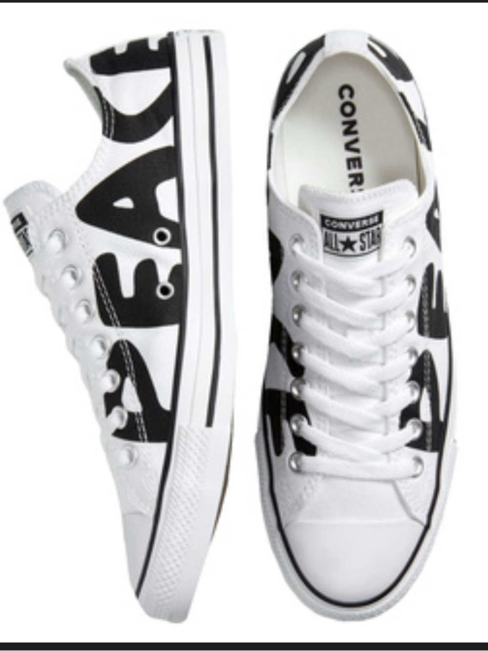Unisex chuck Taylor Converse White Low-Top Sneakers with Black 'PEACE' Graphic